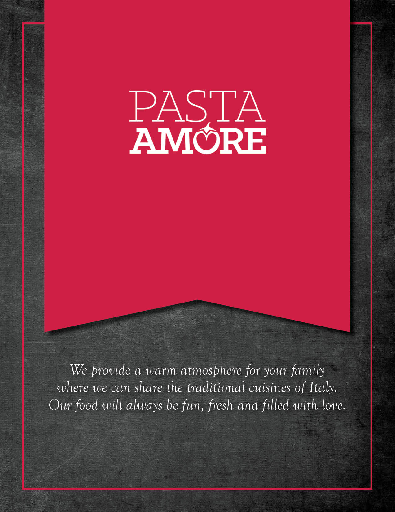 Pasta Amore Menu Front