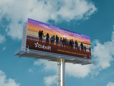 Billboard advertising that Cobalt is the ideal financial partner through every stage of life.