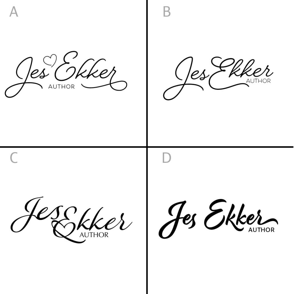 First Logo Design Options for Jes Ekker - Author