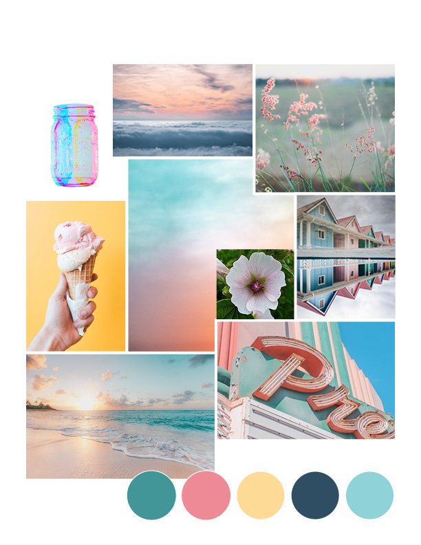 Moodboard created to establish the tone and visual style of the Some Cute Thing brand. 